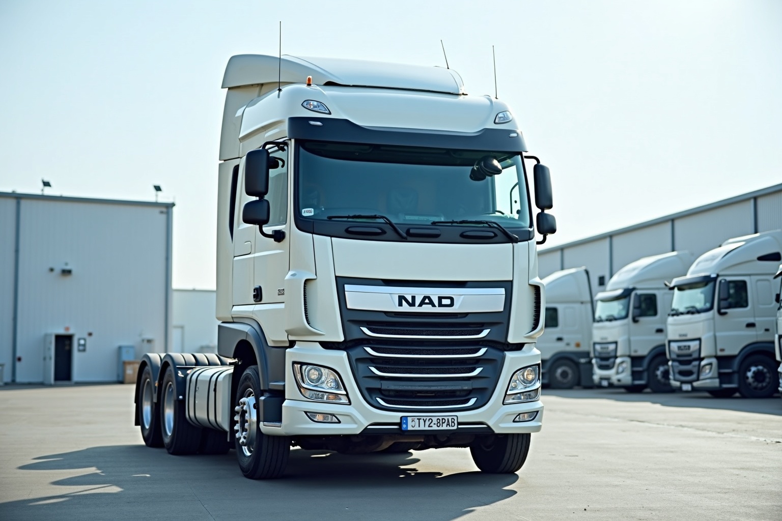 Fahrschüler lernt LKW fahren auf einem Übungsgelände